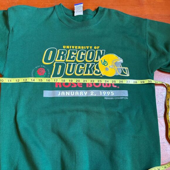 Green Oregon Ducks 1995 Rose Bowl Crewneck Sweatshirt Size M Champion - Picture 6 of 8
